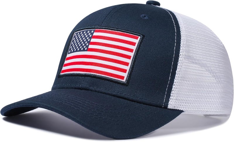 AURR American Flag Trucker Hat, Patriotic Baseball Cap for Men & Women, Breathable Mesh Adjustable Snapback, USA Flag Patch - Image 1